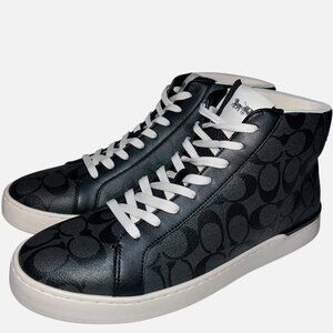 Coach Clip High Top Men’s Sneakers Charcoal Black Leather Size 8D New in Box